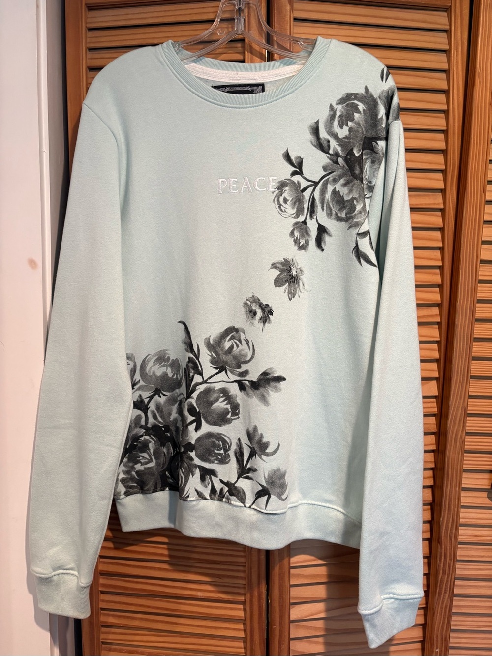 Blind Rooster Mens Glacier Peace Floral Wraparound Graphic Crewneck Sweatshirt M